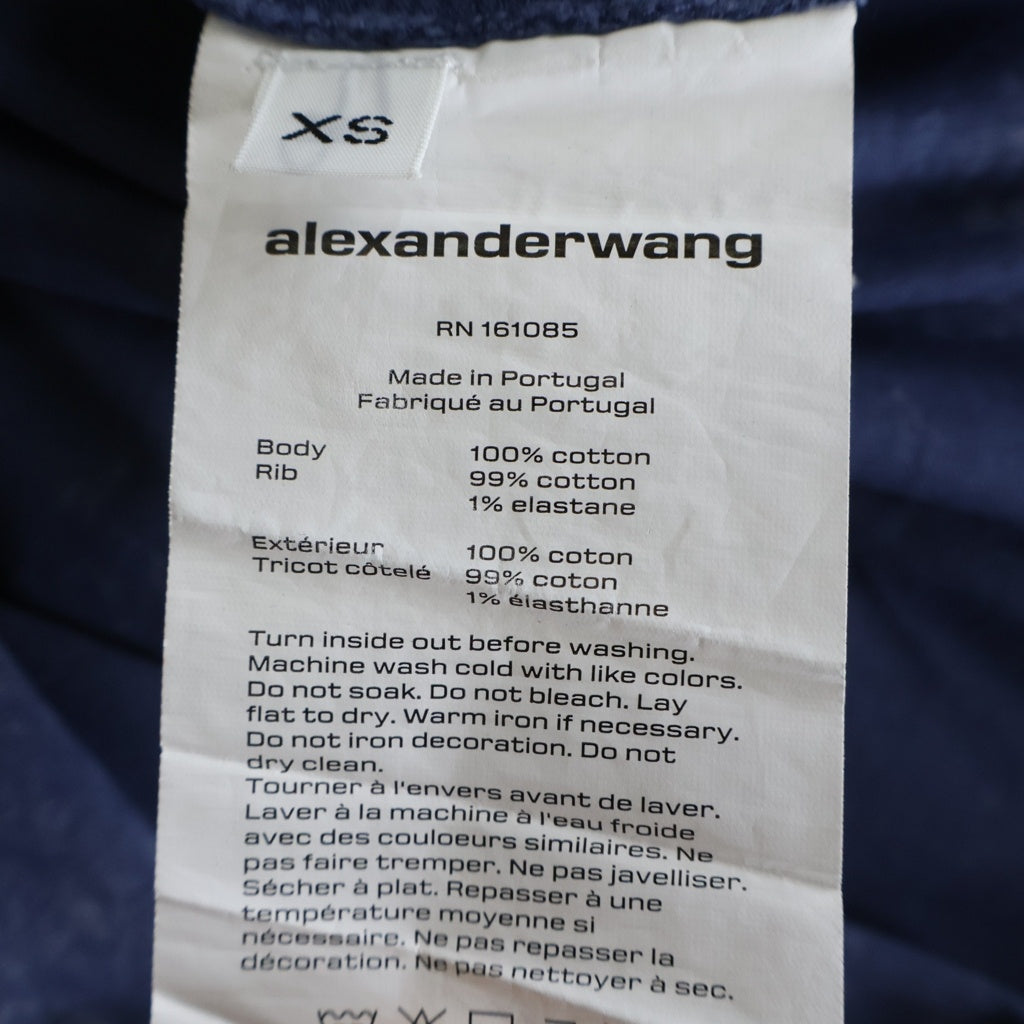 ALEXANDER WANG(アレキサンダーワン) Cropped T-Shirt フェード加工 エンボスロゴ クロップド半袖Tシャツ ネイビー レディース 1CC1241876