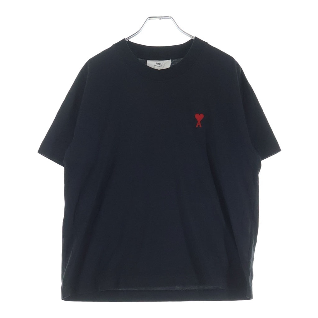 AMI Alexandre Mattiussi(アミアレクサンドルマテュッシ) S/S T-Shirt ハートロゴ刺繍 半袖Tシャツ ブラック BFFJ109.723