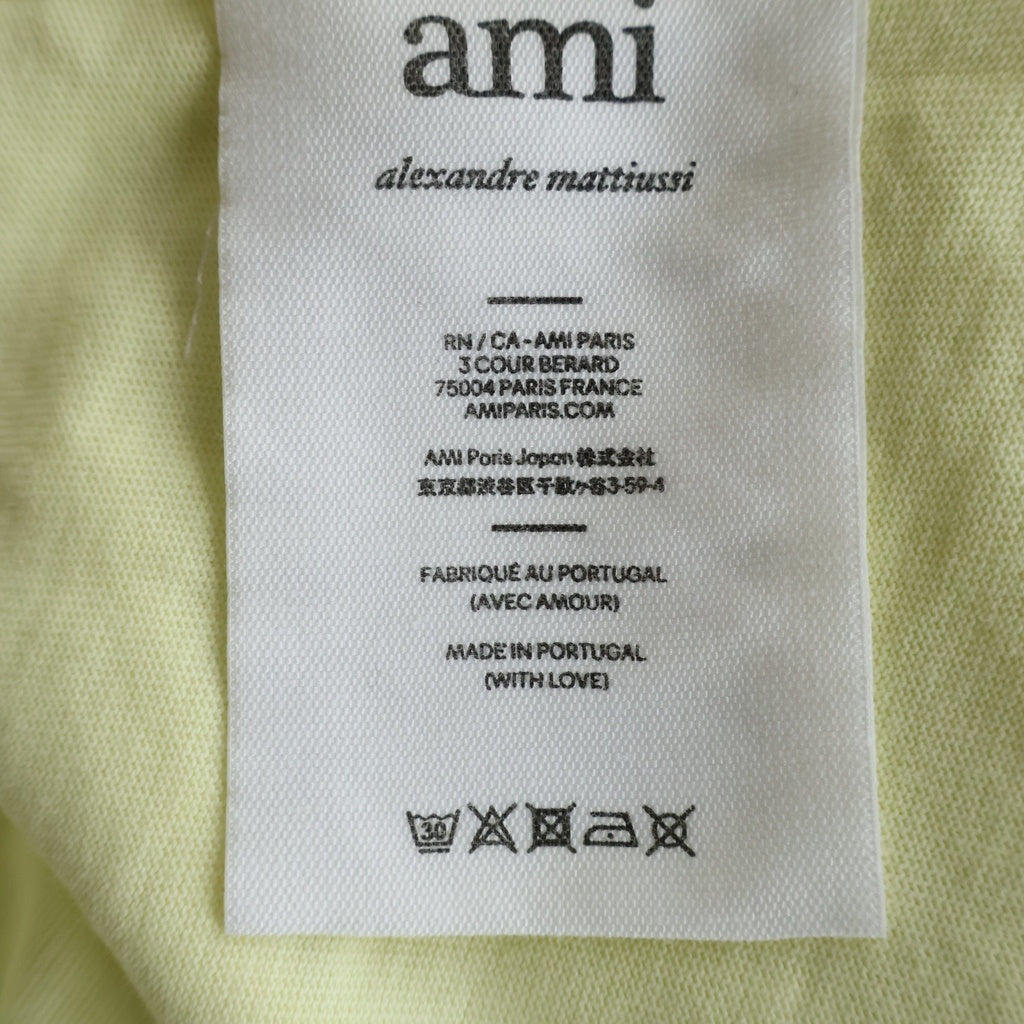 AMI Alexandre Mattiussi(アミアレクサンドルマテュッシ) S/S T-Shirt ハートロゴ刺繍 半袖Tシャツ イエロー E22UTS002.726