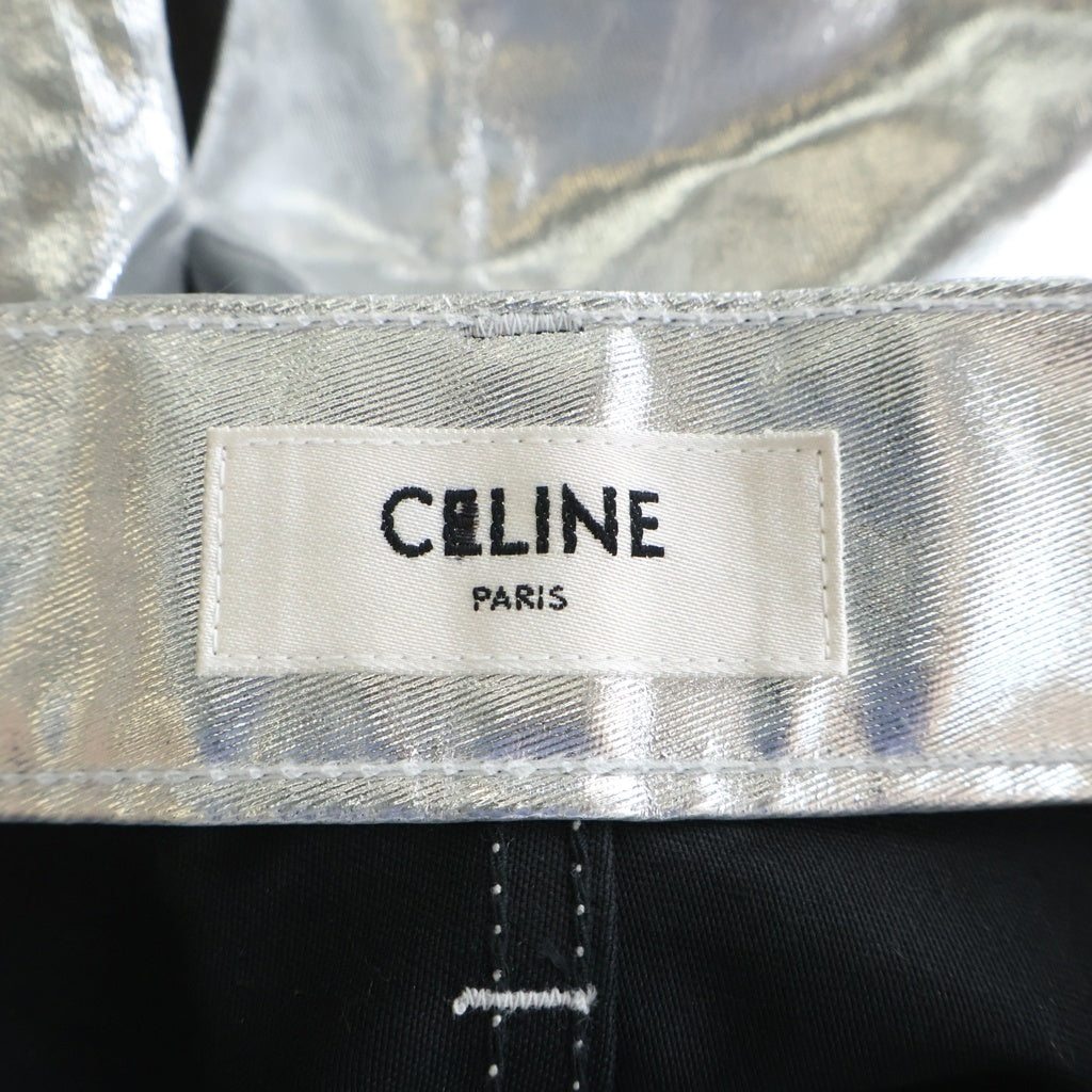 CELINE(セリーヌ) Metallic Silver Stretch Pants エディ期 メタリックストレッチパンツ シルバー レディース 2NO12359E