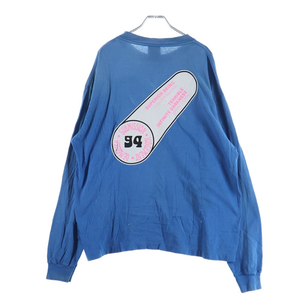 SAINT MICHAEL(セントマイケル) 25AW LS TEE IMMACULATE SM-HR1-0000-038 ヴィンテージ加工 両面プリントクルーネック半袖Tシャツ カットソー ブルー
