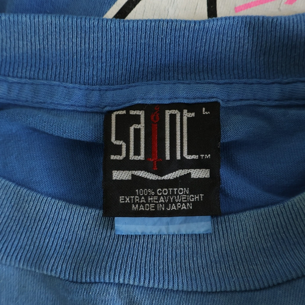SAINT MICHAEL(セントマイケル) 25AW LS TEE IMMACULATE SM-HR1-0000-038 ヴィンテージ加工 両面プリントクルーネック半袖Tシャツ カットソー ブルー