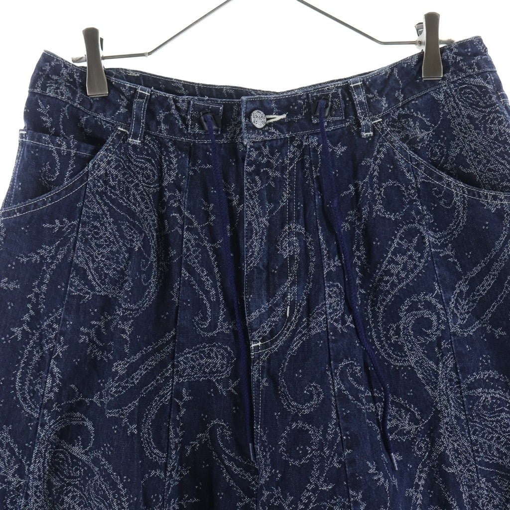 Needles(ニードルス) 23AW H.D Pants Jean 10oz Denim Paisley Jq NS167 ヒザデルパンツ ペイズリー柄デニムワイドパンツ インディゴ