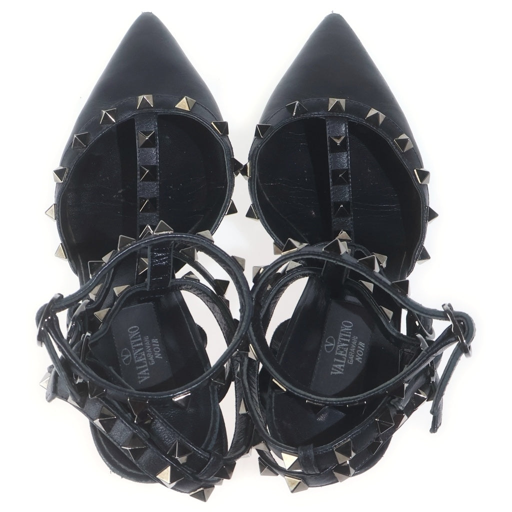 VALENTINO GARAVANI(ヴァレンチノガラヴァーニ) Rockstud Ankle Strap Pumps ロックスタッズ ポインテッドトゥ パンプス ハイヒールシューズ ブラック レディース