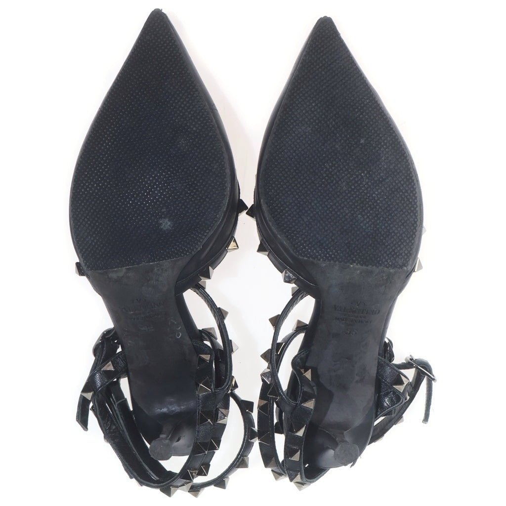 VALENTINO GARAVANI(ヴァレンチノガラヴァーニ) Rockstud Ankle Strap Pumps ロックスタッズ ポインテッドトゥ パンプス ハイヒールシューズ ブラック レディース
