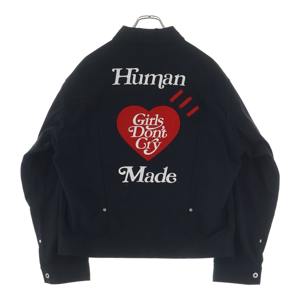 HUMAN MADE(ヒューマンメイド) ×Girls Dont Cry Work Jacket ×ガールズドントクライ ロゴ刺繍 ワークジャケット ブラック