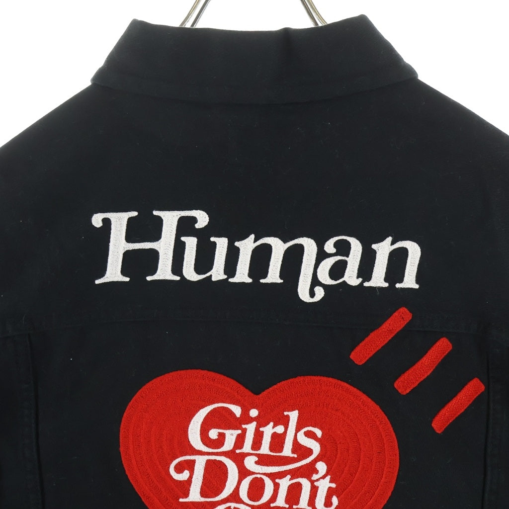 HUMAN MADE(ヒューマンメイド) ×Girls Dont Cry Work Jacket ×ガールズドントクライ ロゴ刺繍 ワークジャケット ブラック