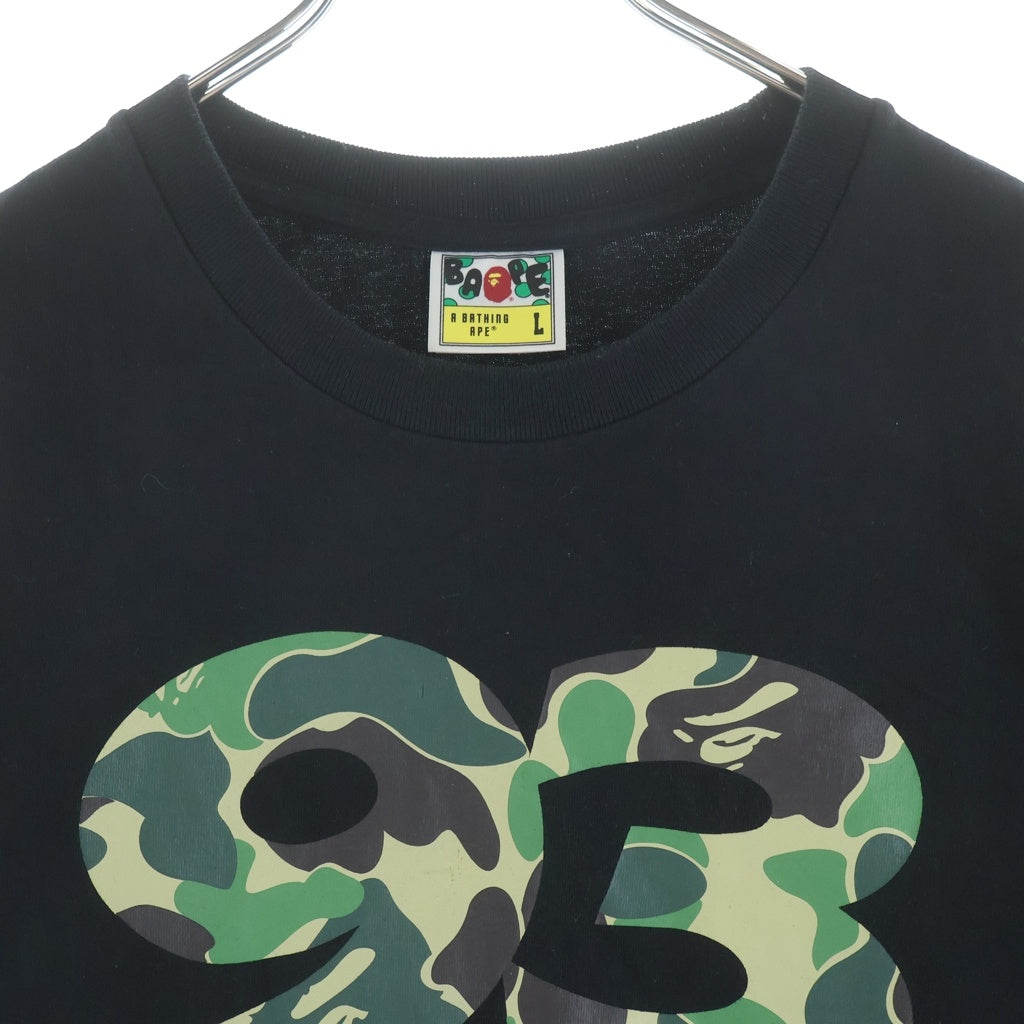 A BATHING APE(アベイシングエイプ) ABC CAMO カモ柄 フロントプリント クルーネック コットン半袖Tシャツ カットソー ブラック 001TEL801010M