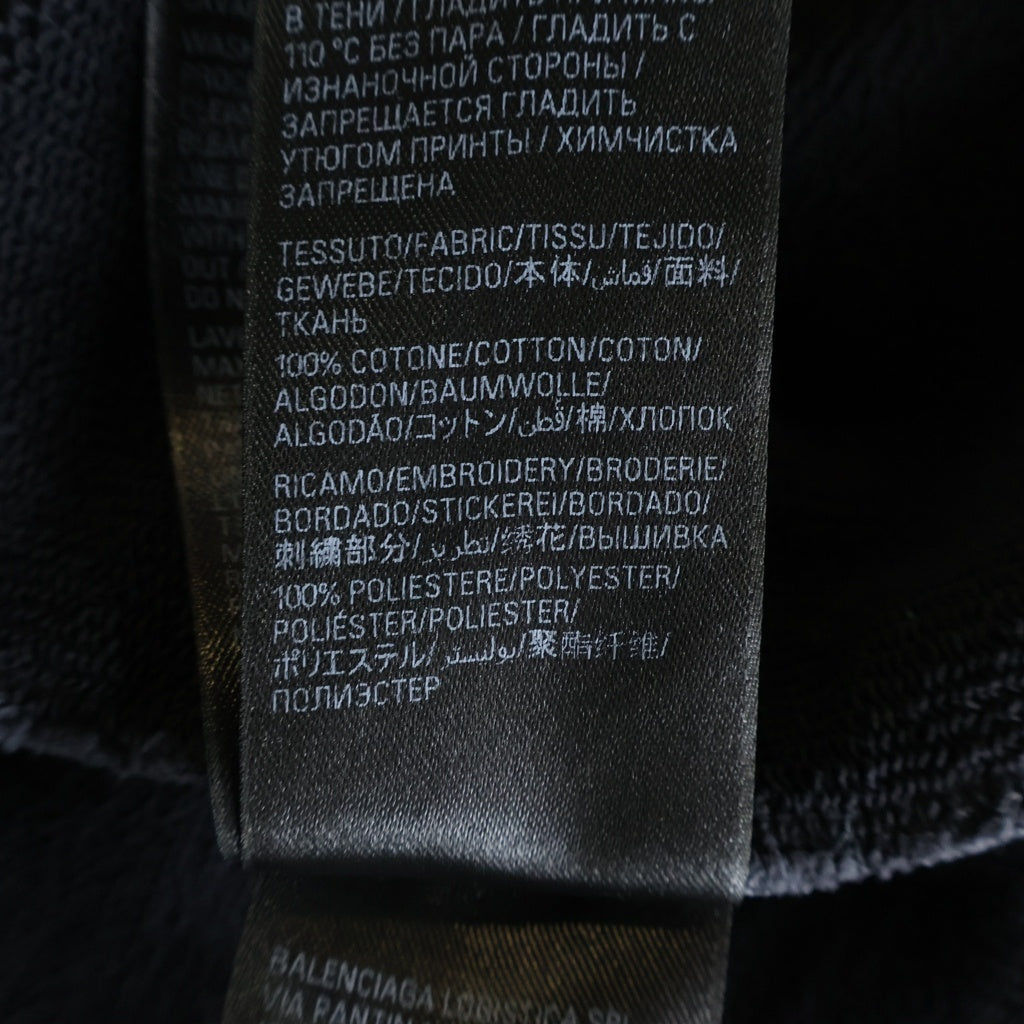 BALENCIAGA(バレンシアガ) 24AW Paris Hoodie パリ リバティー ダメージ加工 プルオーバースウェットパーカー フーディー ブラック 739024 TQVS1 739024 TQVS1