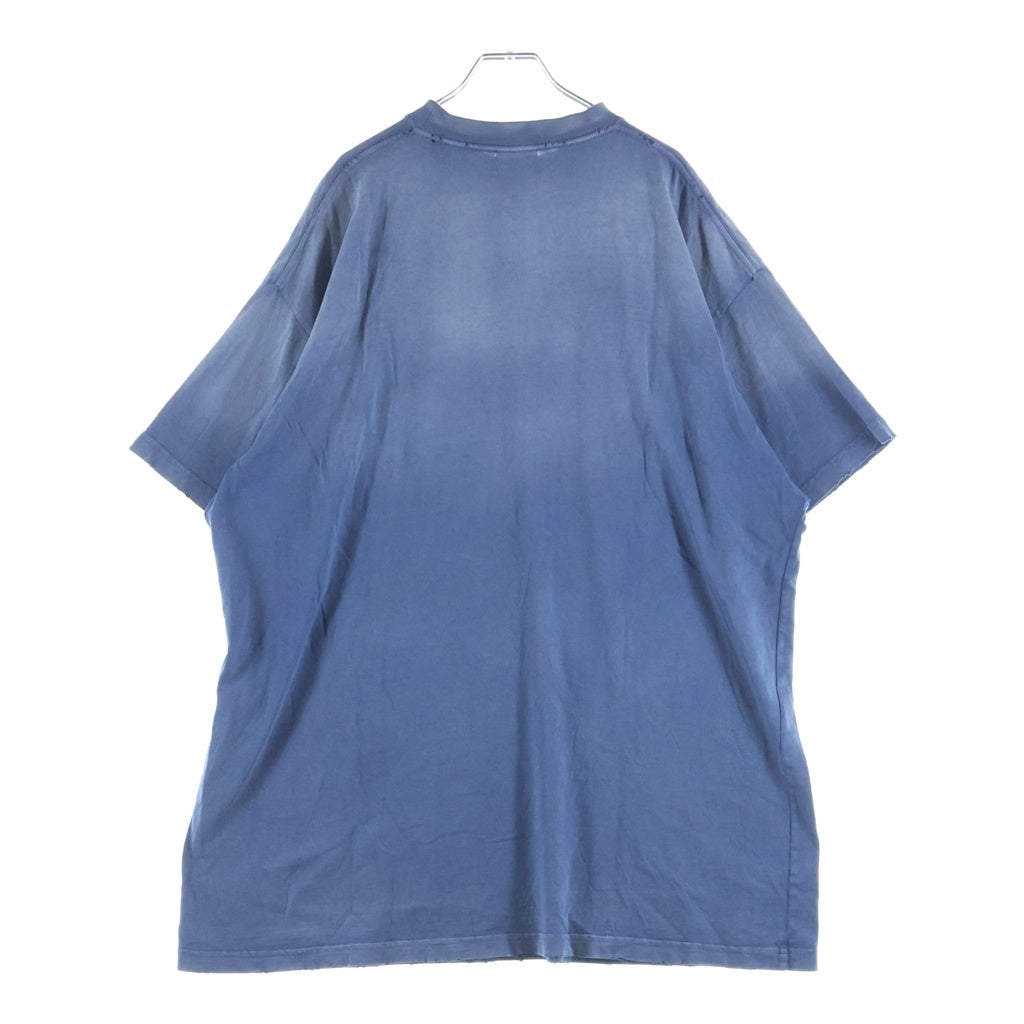 BALENCIAGA(バレンシアガ) 24SS Paris T-Shirt パリ リバティー ダメージ加工 半袖Tシャツ ネイビー 739024 TQVS1 739028 TQVO1