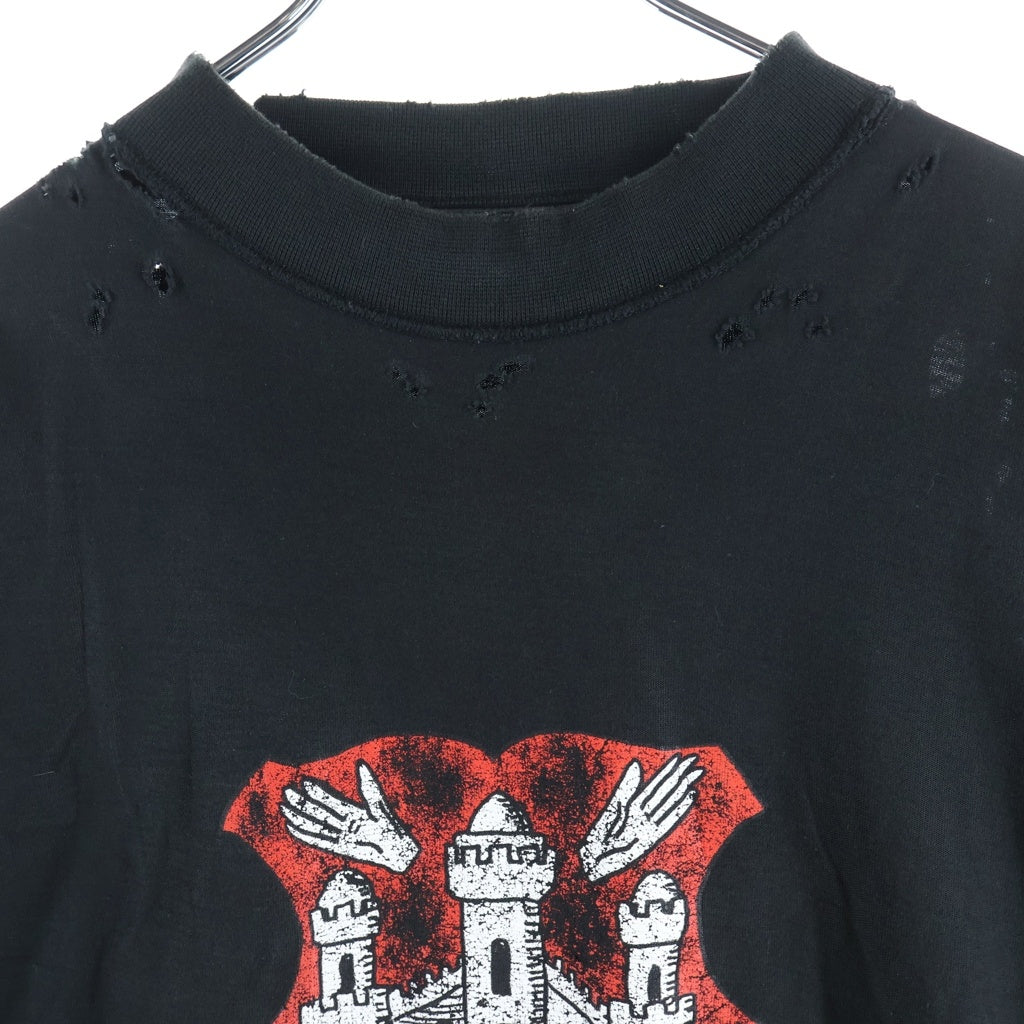 BALENCIAGA(バレンシアガ) 24SS Antwerpen Inside Out ダメージ加工 半袖Tシャツ ブラック787358 TQVP7 787358 TQVP7