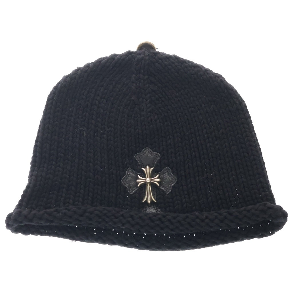 CHROME HEARTS(クロムハーツ) BEANIE CROSS PATCH スモールCHクロス クロスパッチ付き ビーニー ニット帽 ブラック