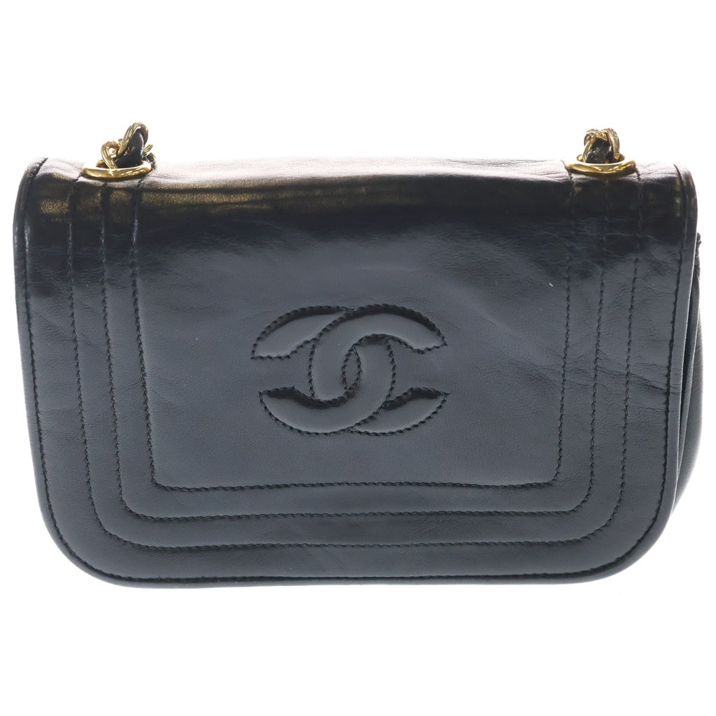 CHANEL(シャネル) ココマーク ラムスキン プッシュロック チェーンショルダーバッグ ブラック レディース
