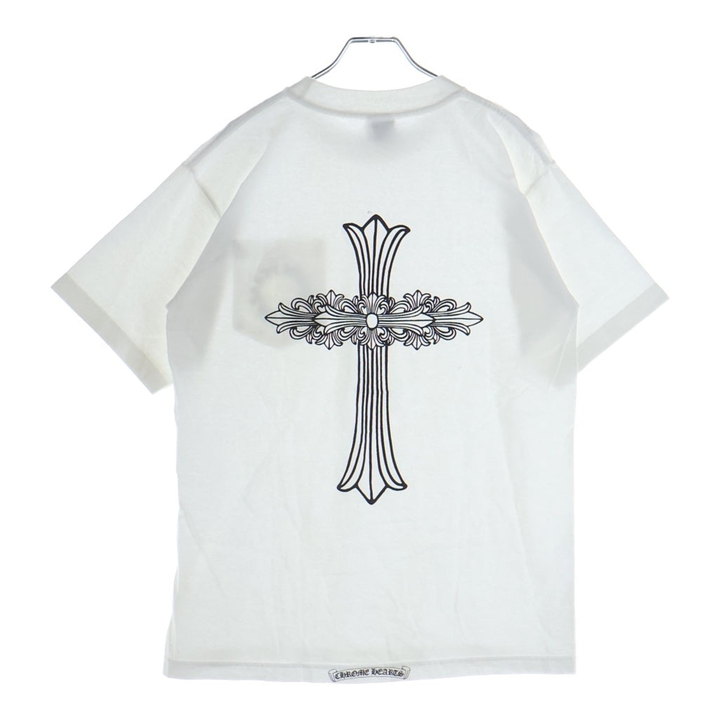 CHROME HEARTS(クロムハーツ) OLD FLORAL T-SHIRT オールド バックフローラルクロス ネックロゴ半袖Tシャツ ホワイト