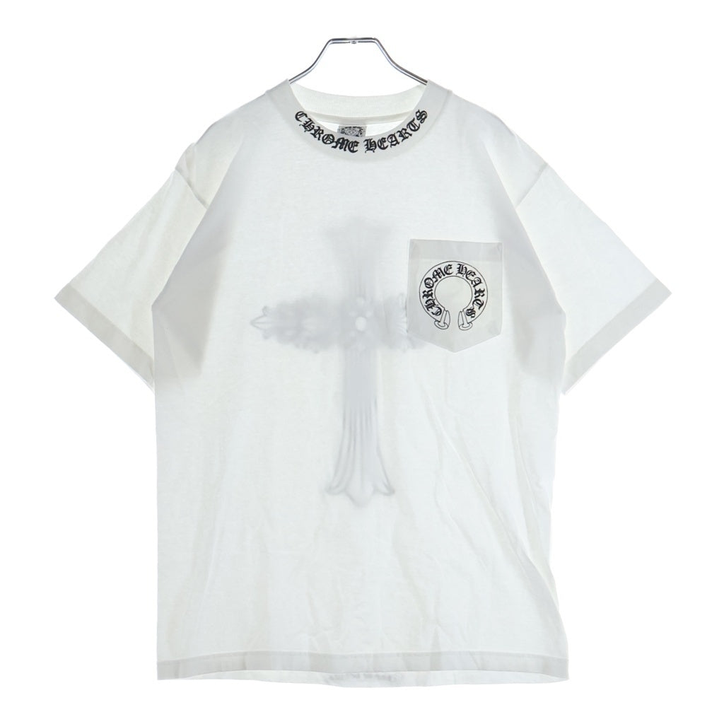 CHROME HEARTS(クロムハーツ) OLD FLORAL T-SHIRT オールド バックフローラルクロス ネックロゴ半袖Tシャツ ホワイト