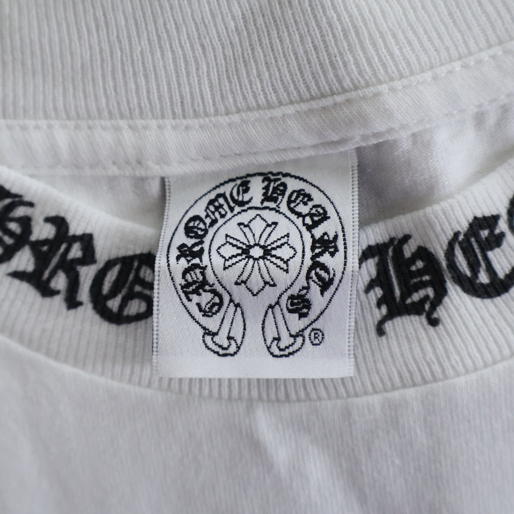 CHROME HEARTS(クロムハーツ) OLD FLORAL T-SHIRT オールド バックフローラルクロス ネックロゴ半袖Tシャツ ホワイト