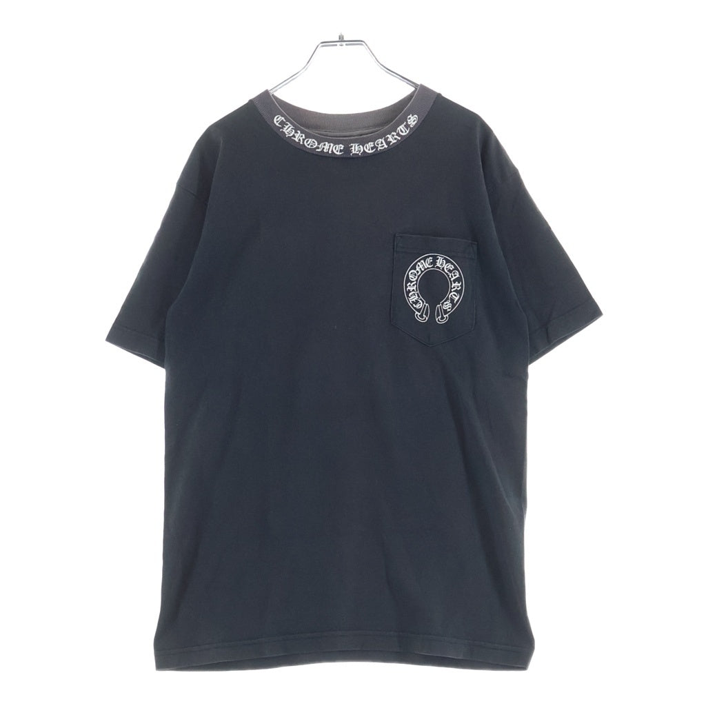 CHROME HEARTS(クロムハーツ) OLD FLORAL T-SHIRT オールド バックフローラルクロス ネックロゴ半袖Tシャツ ブラック