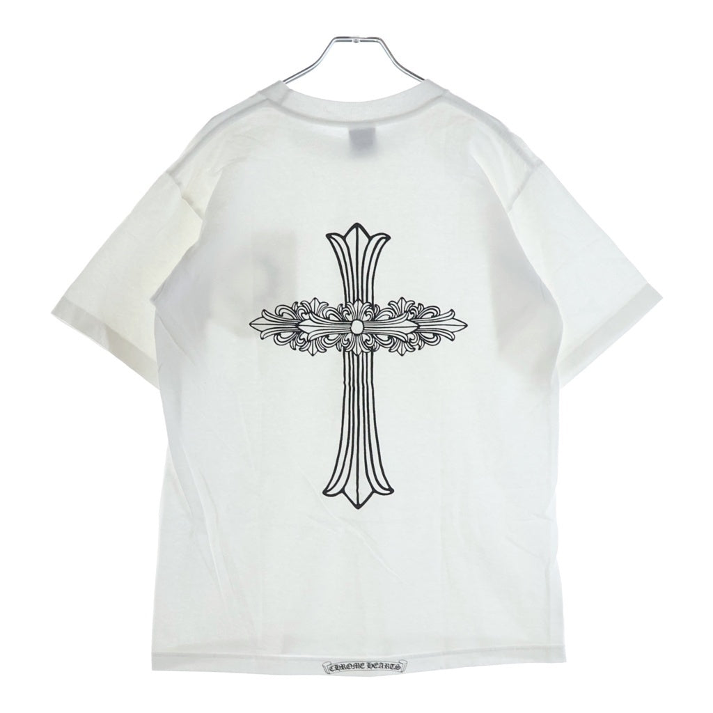 CHROME HEARTS(クロムハーツ) OLD FLORAL T-SHIRT オールド バックフローラルクロス ネックロゴ半袖Tシャツ ホワイト