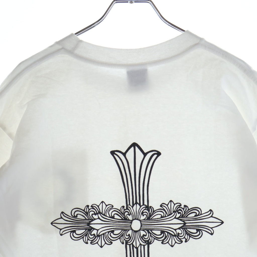 CHROME HEARTS(クロムハーツ) OLD FLORAL T-SHIRT オールド バックフローラルクロス ネックロゴ半袖Tシャツ ホワイト