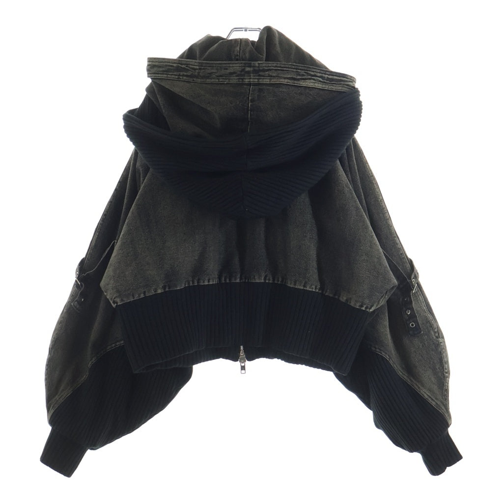 NO/FAITH STUDIOS(ノーフェイスストゥディオス) CARGO DENIM HOODIE BOMBER JACKET カーゴ デニム ジップアップ フーデット ボンバージャケット カーキ -