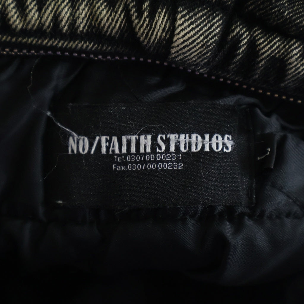 NO/FAITH STUDIOS(ノーフェイスストゥディオス) CARGO DENIM HOODIE BOMBER JACKET カーゴ デニム ジップアップ フーデット ボンバージャケット カーキ -