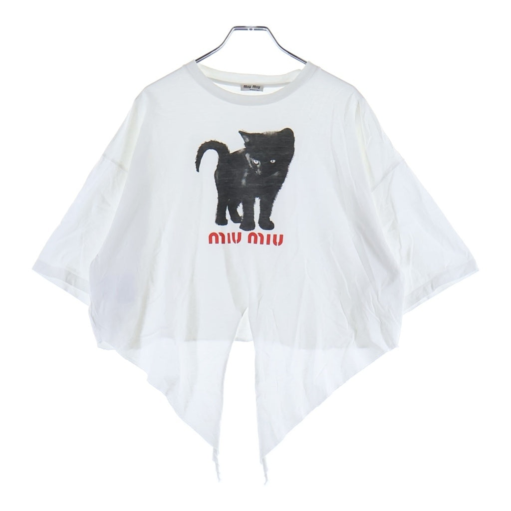 miumiu(ミュウミュウ) Cropped Cat T-Shirt 半袖Tシャツ ホワイト レディース MJN315