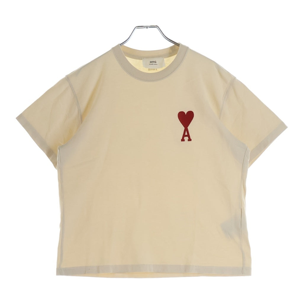 AMI Alexandre Mattiussi(アミアレクサンドルマテュッシ) T-Shirt ハートロゴ刺繍 半袖Tシャツ アイボリー SPEUTS022.726