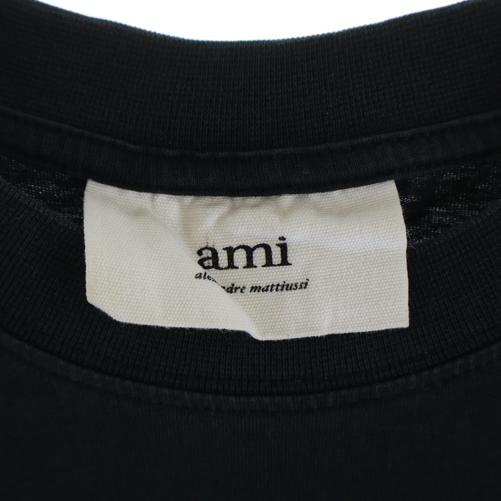 AMI Alexandre Mattiussi(アミアレクサンドルマテュッシ) T-Shirt ハートロゴ刺繍 半袖Tシャツ ブラック BFHJ108.723