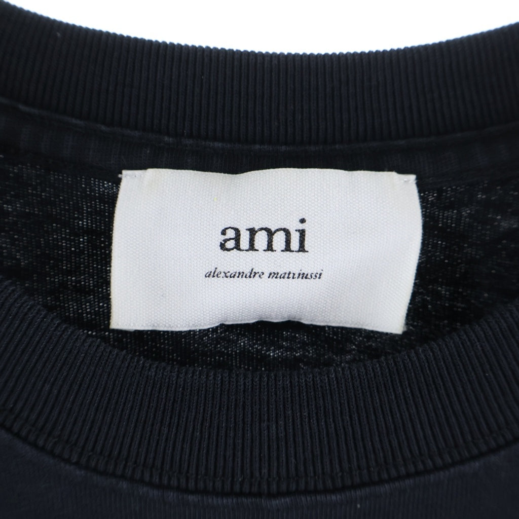 AMI Alexandre Mattiussi(アミアレクサンドルマテュッシ) T-Shirt ハートロゴ刺繍 半袖Tシャツ ブラック E22UTS002.726
