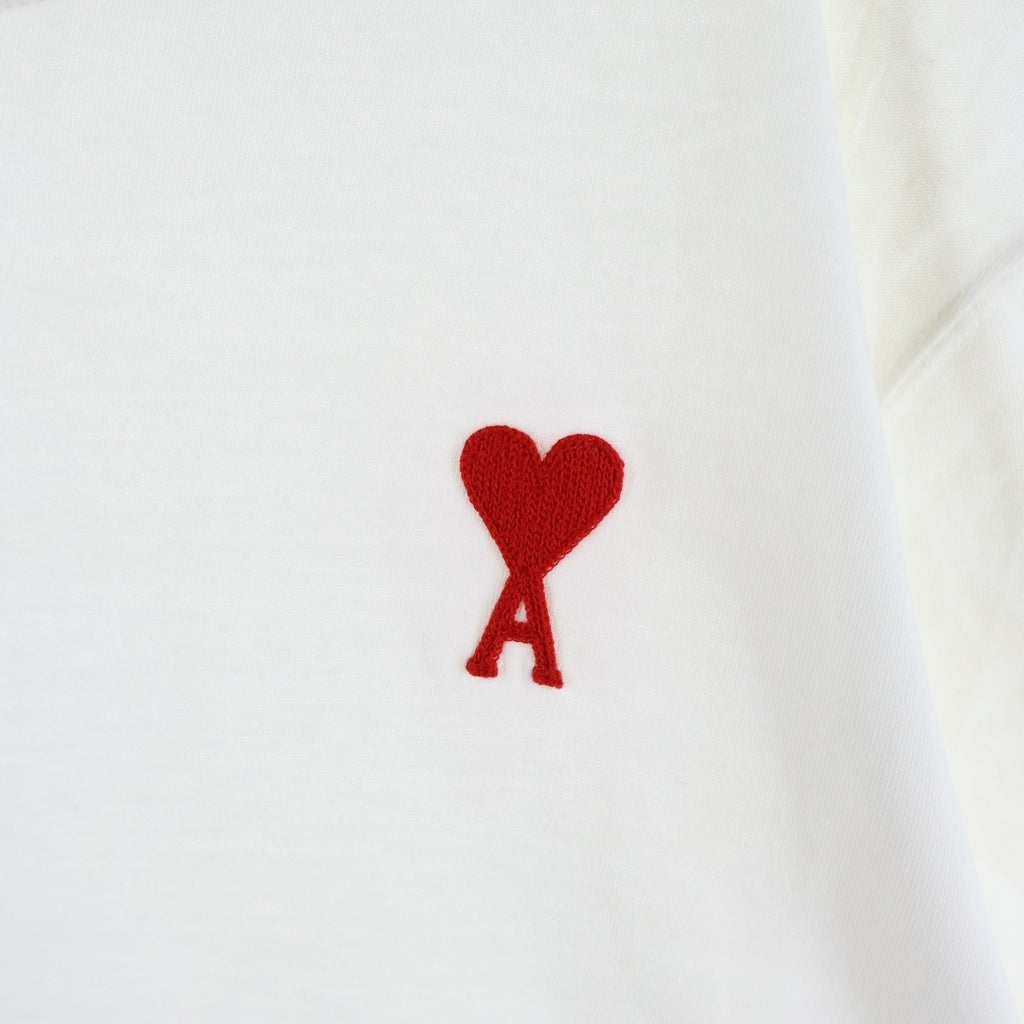 AMI Alexandre Mattiussi(アミアレクサンドルマテュッシ) T-Shirt ハートロゴ刺繍 半袖Tシャツ ホワイト UTS004.726