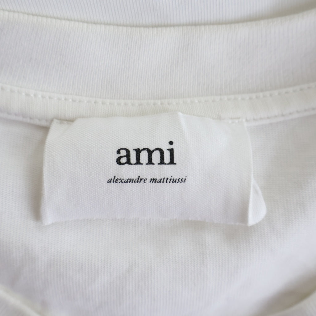 AMI Alexandre Mattiussi(アミアレクサンドルマテュッシ) T-Shirt ハートロゴ刺繍 半袖Tシャツ ホワイト UTS022.726