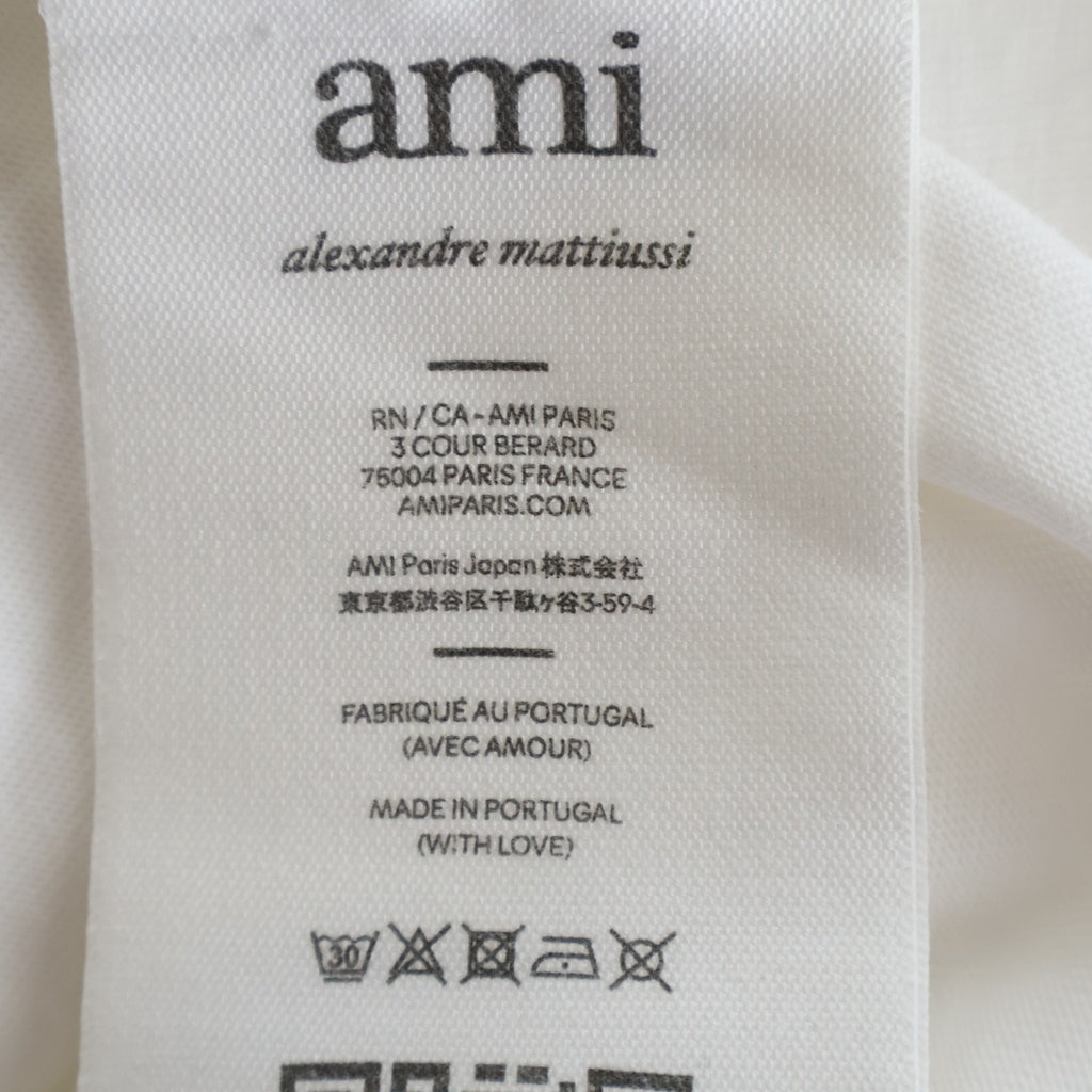 AMI Alexandre Mattiussi(アミアレクサンドルマテュッシ) T-Shirt ハートロゴ刺繍 半袖Tシャツ ホワイト UTS022.726