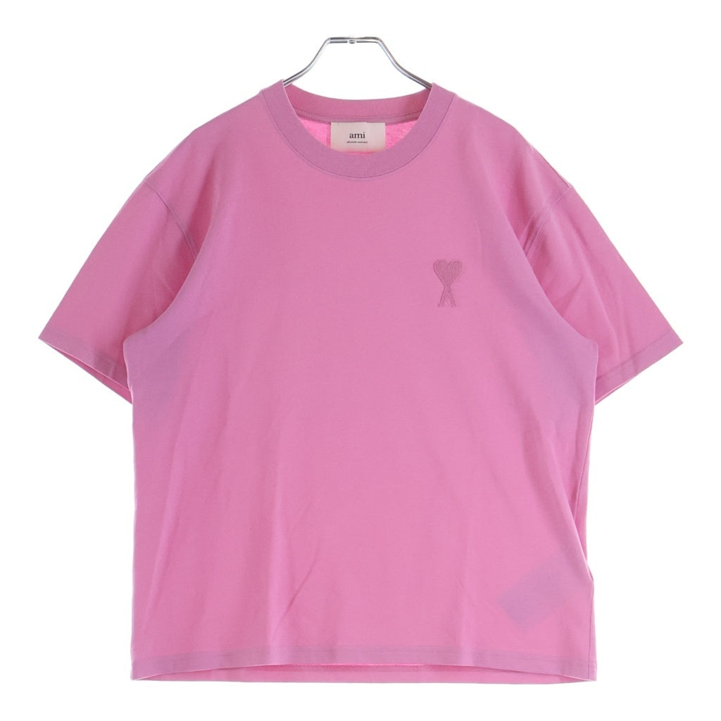 AMI Alexandre Mattiussi(アミアレクサンドルマテュッシ) T-Shirt ハートロゴ刺繍 半袖Tシャツ ピンク UTS004.726