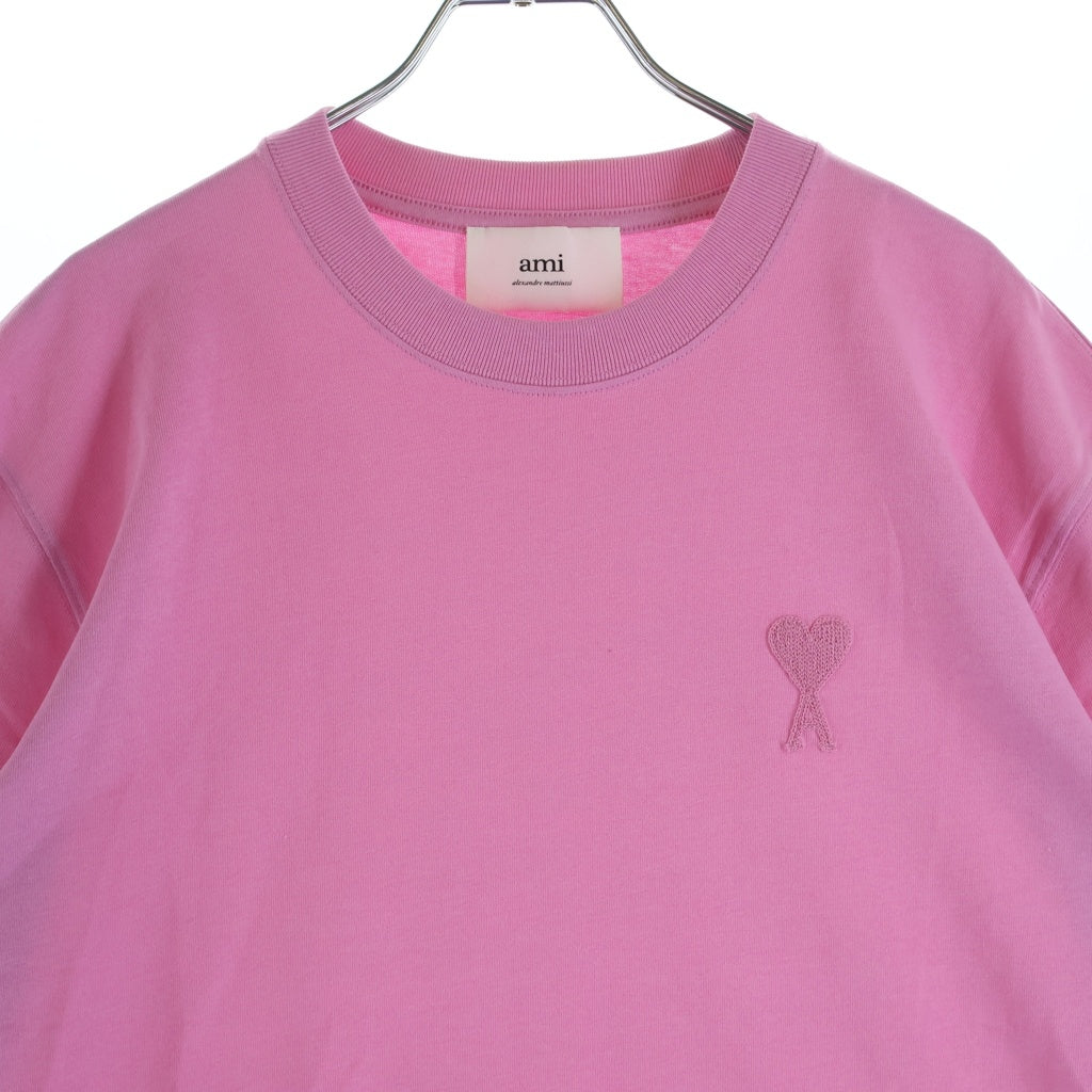 AMI Alexandre Mattiussi(アミアレクサンドルマテュッシ) T-Shirt ハートロゴ刺繍 半袖Tシャツ ピンク UTS004.726