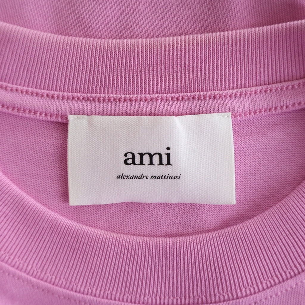 AMI Alexandre Mattiussi(アミアレクサンドルマテュッシ) T-Shirt ハートロゴ刺繍 半袖Tシャツ ピンク UTS004.726