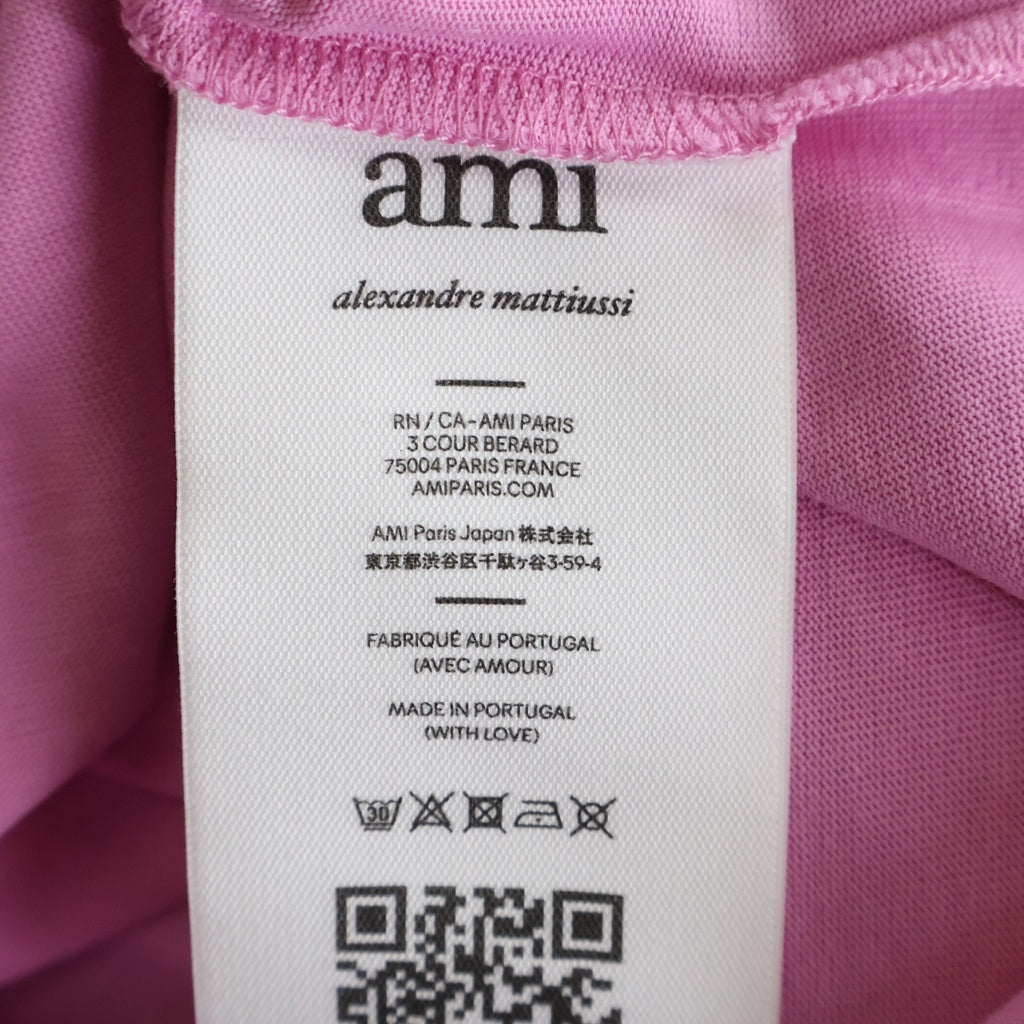 AMI Alexandre Mattiussi(アミアレクサンドルマテュッシ) T-Shirt ハートロゴ刺繍 半袖Tシャツ ピンク UTS004.726