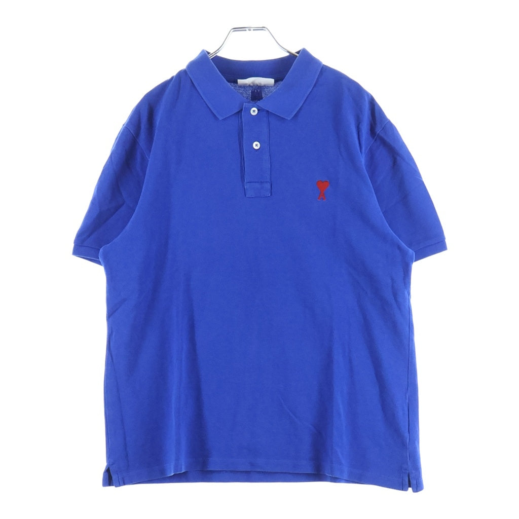 AMI Alexandre Mattiussi(アミアレクサンドルマテュッシ) Polo Shirt ハートロゴ刺繍 半袖ポロシャツ ブルー A21HJ207.760
