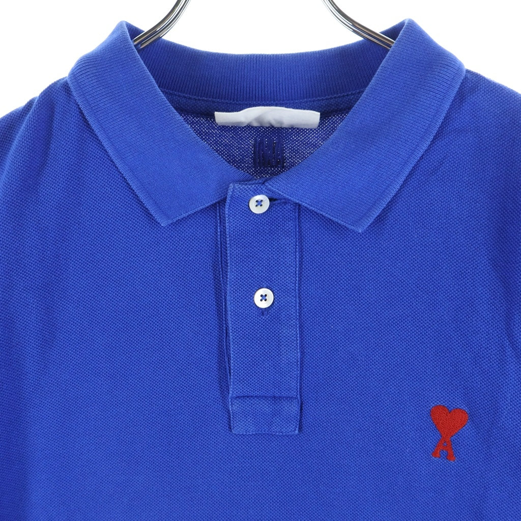 AMI Alexandre Mattiussi(アミアレクサンドルマテュッシ) Polo Shirt ハートロゴ刺繍 半袖ポロシャツ ブルー A21HJ207.760