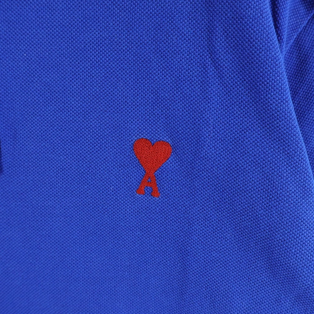 AMI Alexandre Mattiussi(アミアレクサンドルマテュッシ) Polo Shirt ハートロゴ刺繍 半袖ポロシャツ ブルー A21HJ207.760