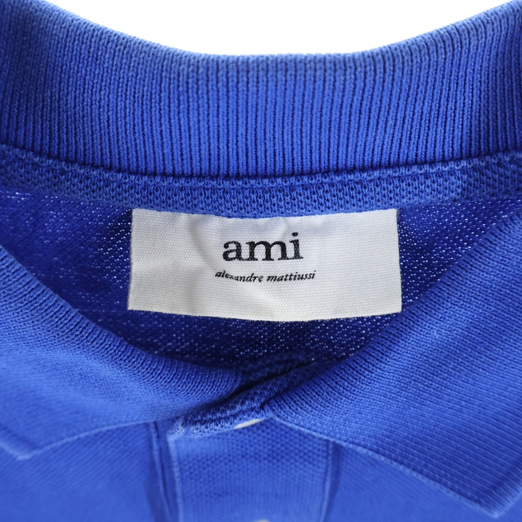 AMI Alexandre Mattiussi(アミアレクサンドルマテュッシ) Polo Shirt ハートロゴ刺繍 半袖ポロシャツ ブルー A21HJ207.760