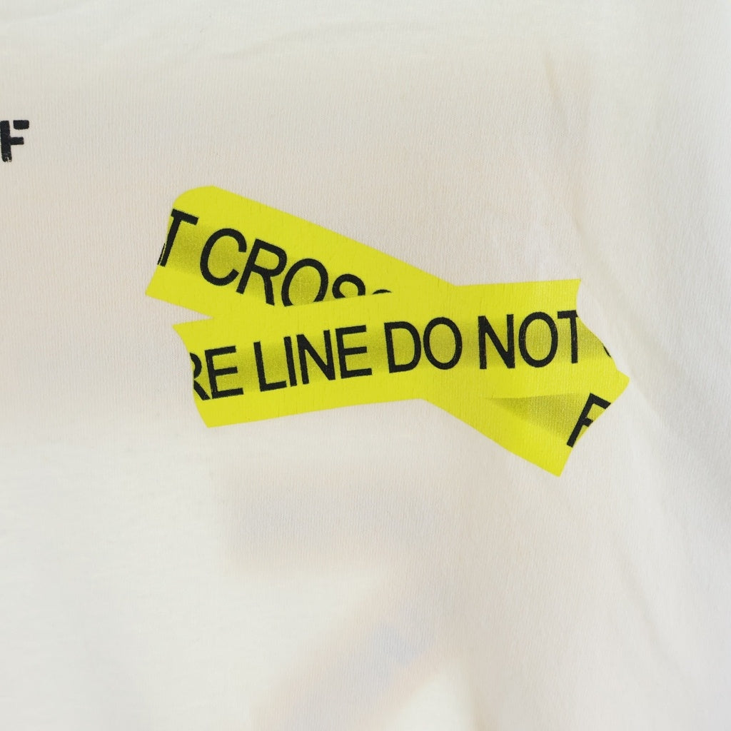 OFF-WHITE(オフホワイト) 18SS Fire Tape T-Shirt テープロゴ 半袖Tシャツ ホワイト OMAA002S18185006