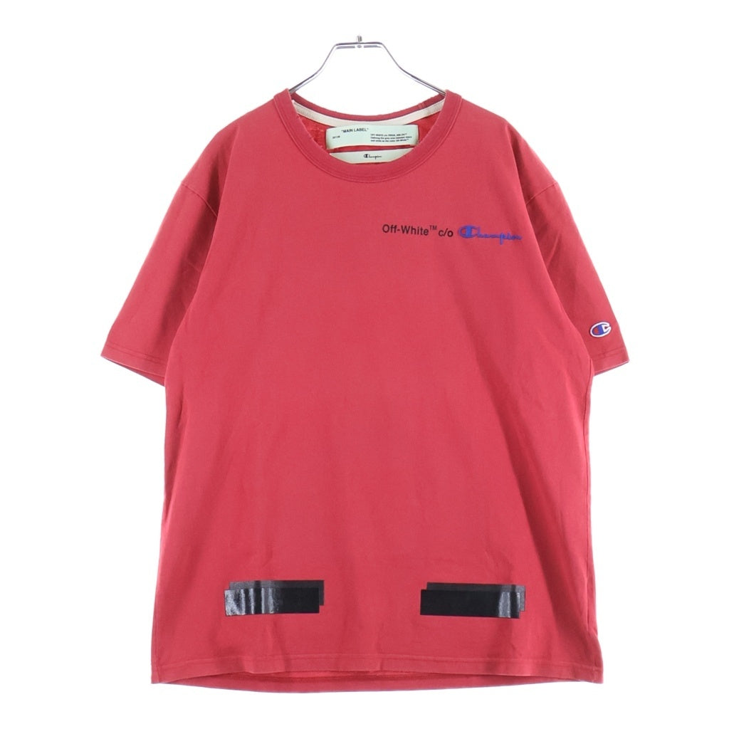 OFF-WHITE(オフホワイト) 18SS ×Champion T-Shirt チャンピオン ロゴ刺繍半袖Tシャツ レッド OMAA029S18874050