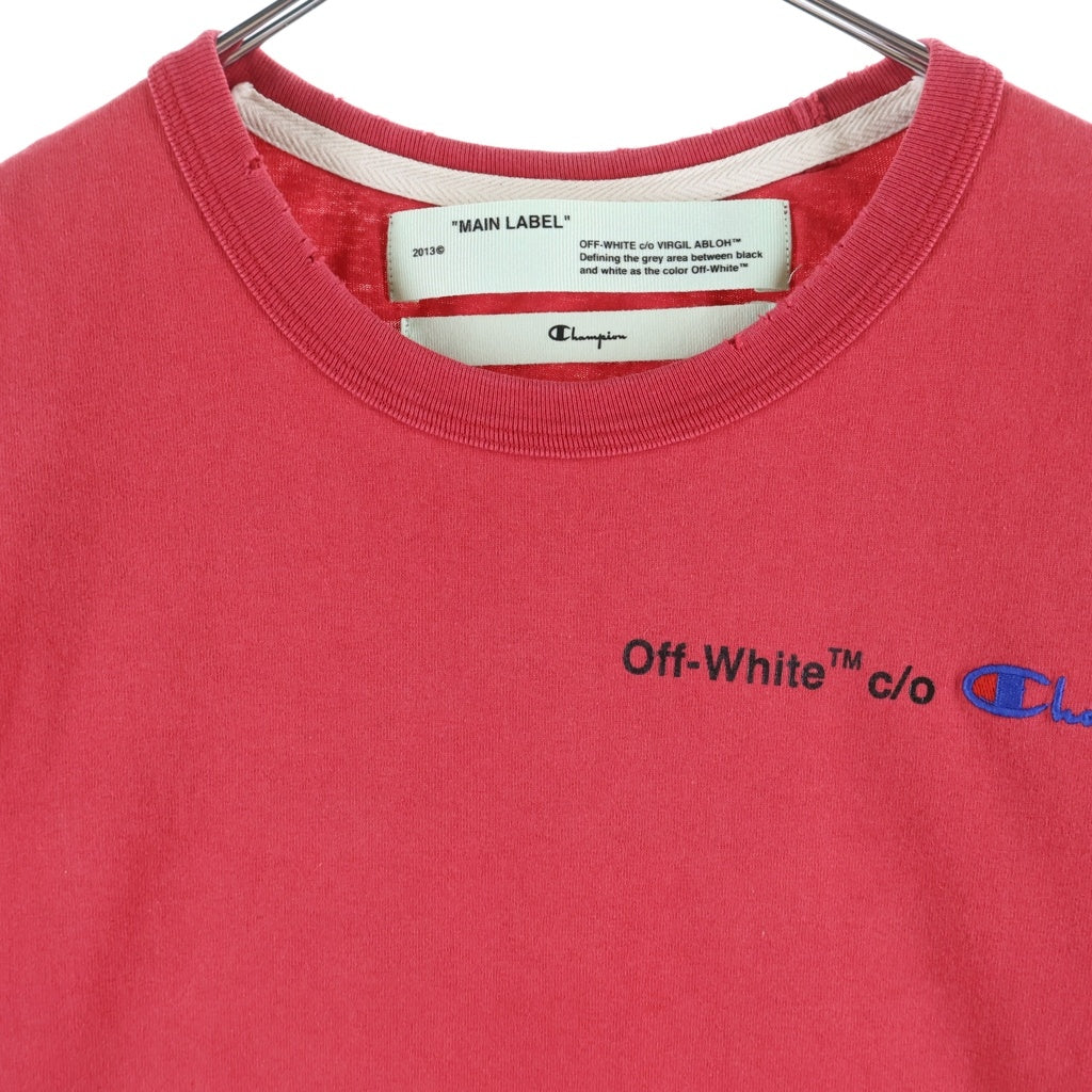 OFF-WHITE(オフホワイト) 18SS ×Champion T-Shirt チャンピオン ロゴ刺繍半袖Tシャツ レッド OMAA029S18874050
