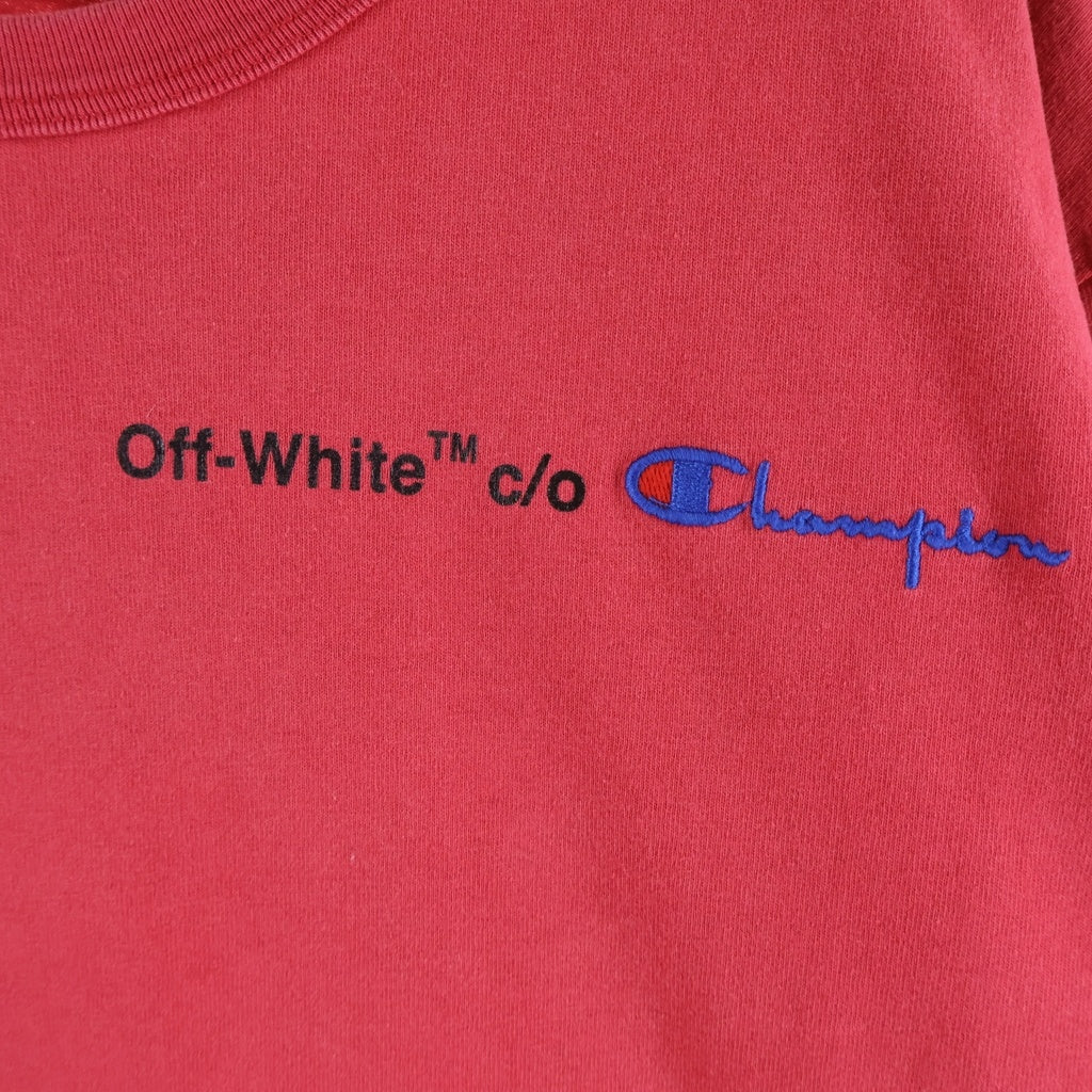 OFF-WHITE(オフホワイト) 18SS ×Champion T-Shirt チャンピオン ロゴ刺繍半袖Tシャツ レッド OMAA029S18874050