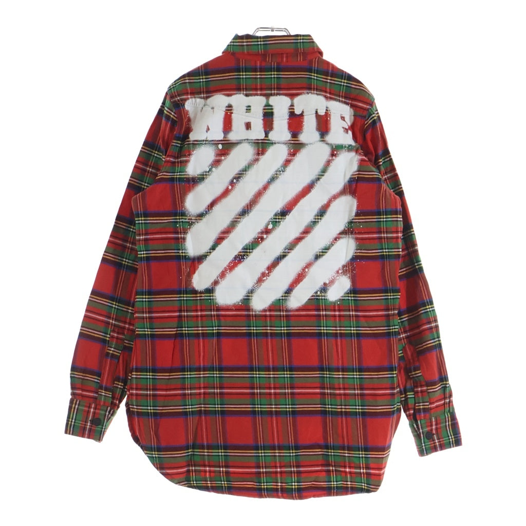 OFF-WHITE(オフホワイト) 17SS Spray Flannel Check Shirt スプレーロゴ 長袖チェックシャツ レッド