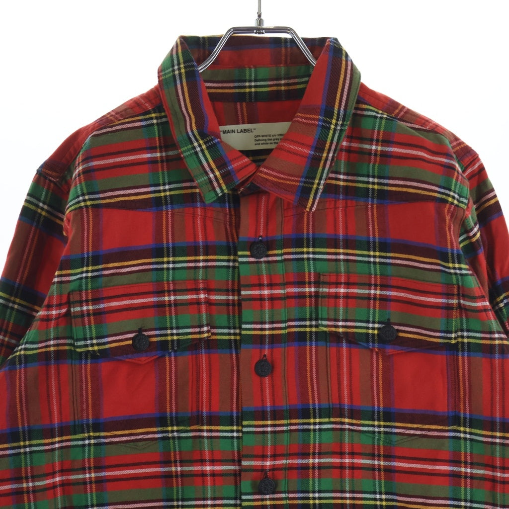 OFF-WHITE(オフホワイト) 17SS Spray Flannel Check Shirt スプレーロゴ 長袖チェックシャツ レッド