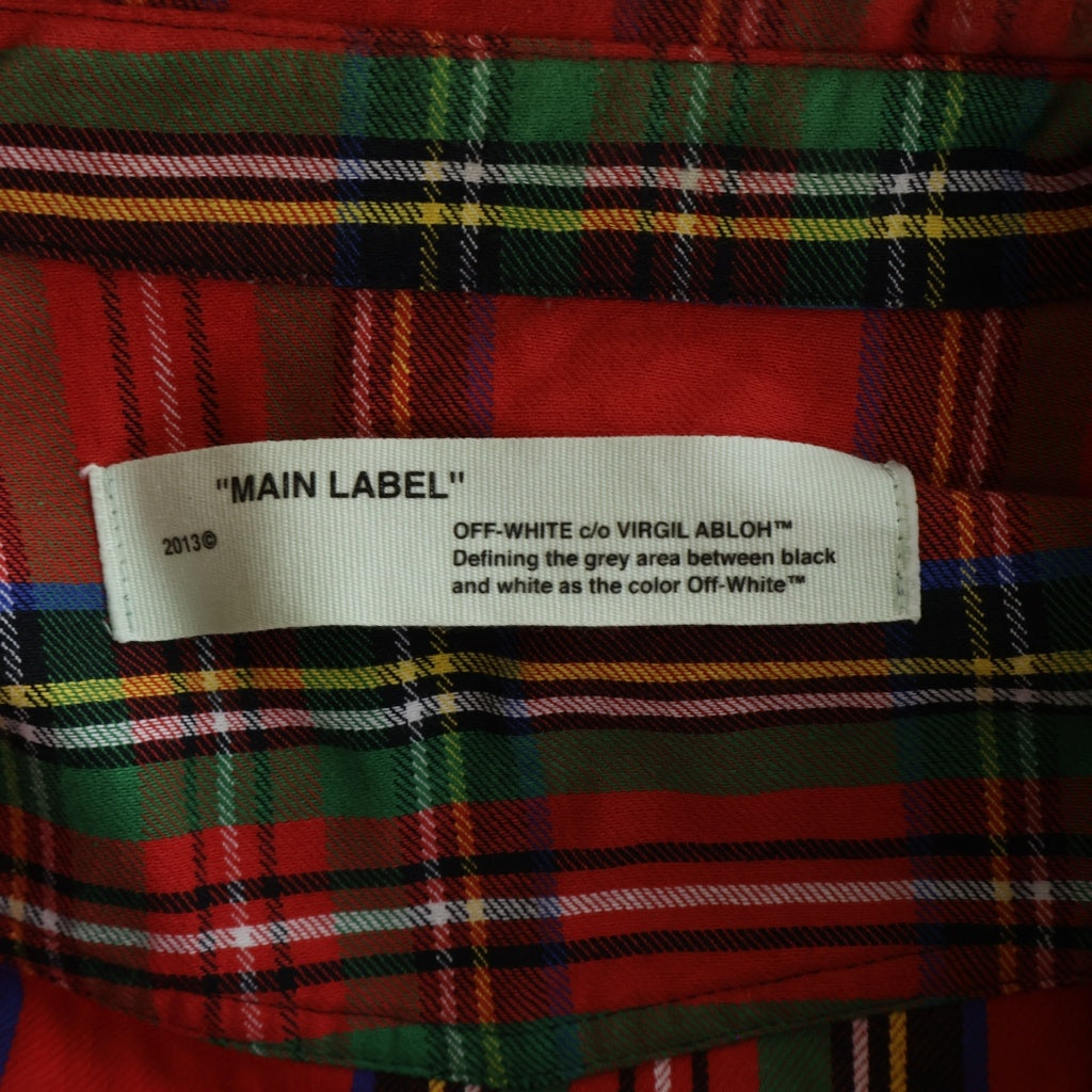 OFF-WHITE(オフホワイト) 17SS Spray Flannel Check Shirt スプレーロゴ 長袖チェックシャツ レッド