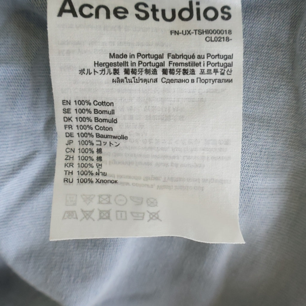 Acne Studios(アクネ ストゥディオズ) Rubber T-Shirt フェード加工 ラバーロゴ 半袖Tシャツ ブルー FN-UX-TSHI000018