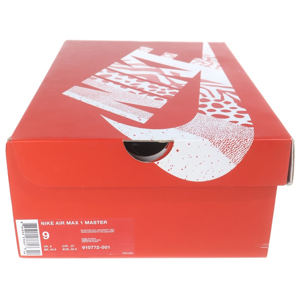 NIKE(ナイキ) AIR MAX 1 MASTER BLACK BLACKUNIVERSITY エアマックス1 マスター ブラックブラック ユニバーシティー ローカットスニーカー US9/27.0cm 910772-001