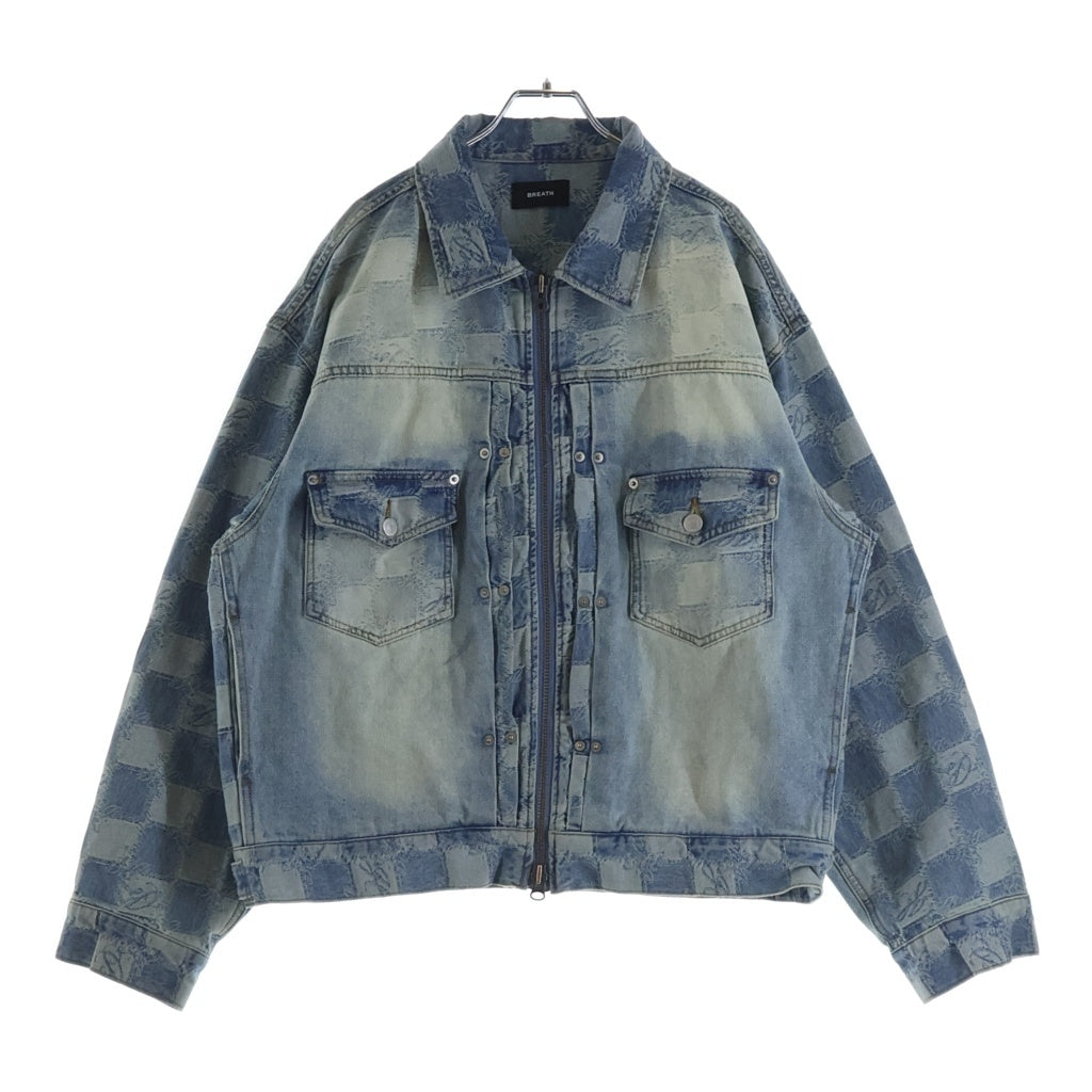 BREATH(ブレス) BLOCK CHECK DENIM JACKET ブロック チェック デニムジャケット ジップアップジャケット インディゴ BR26SS-00009